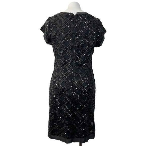 Eliza J size 12 black sequin short sleeve sheath dress - Picture 3 of 5